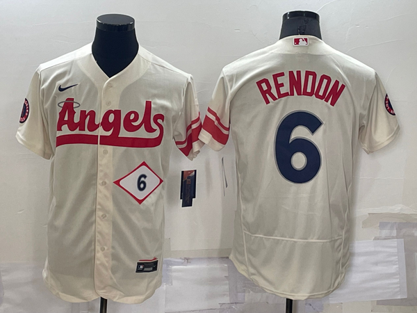 Men's Los Angeles Angels Anthony Rendons #6 Beige Fashion Stitched Jersey