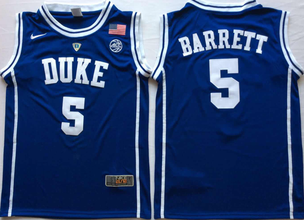 Men's Duke Blue Devils RJ Barrett #5 Blue Player Jersey