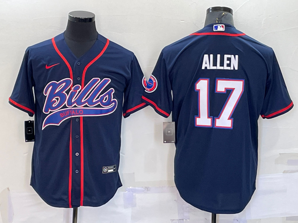 Men's Buffalo Bills Josh Allen #17 Navy Game Jersey Joint Edition