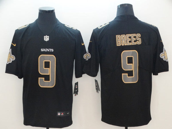 Men's New Orleans Saints #9 Drew Brees Black Authentic Game Jersey