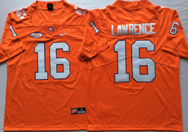 Men's Clemson Tigers Trevor Lawrence #16 Orange Game Jersey