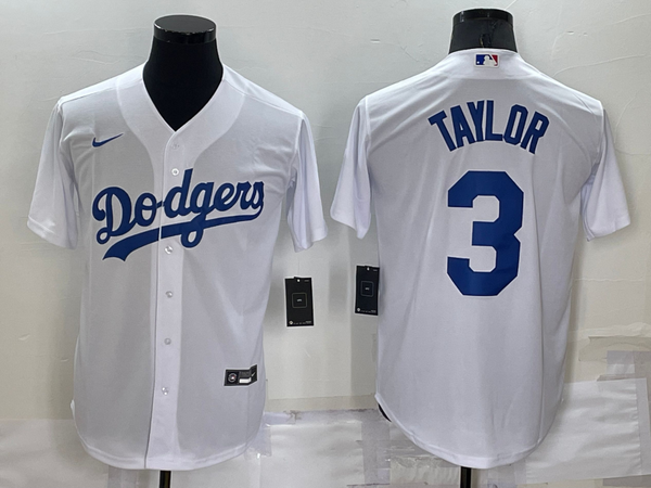 Men's Los Angeles Dodgers Chris Taylor #3 White Replica Baseball Jersey