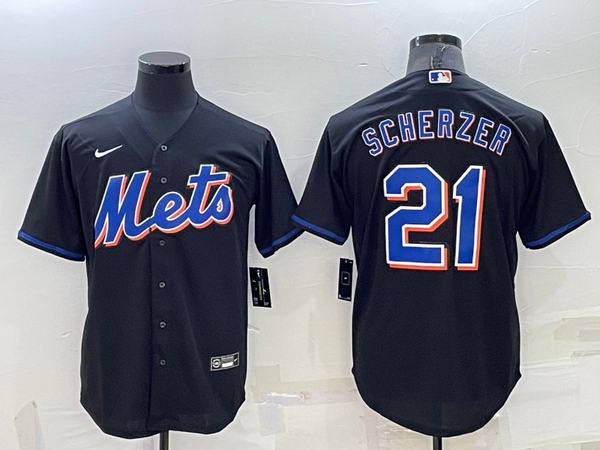 Men's New York Mets Max Scherzer #21 Black Replica Baseball Jersey