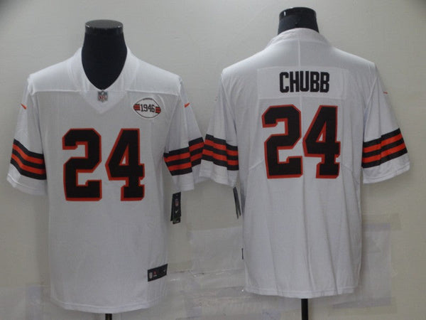 Men's Cleveland Browns Nick Chubb #24 White 1946 Collection Alternate Game Jersey