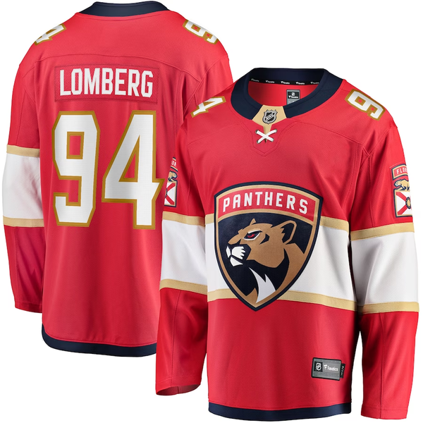 Men's Florida Panthers Ryan Lomberg #94 Red Home Breakaway Player Jersey