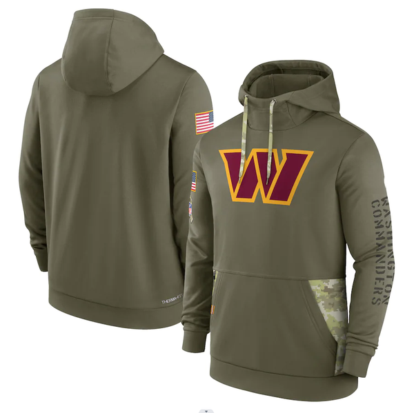 Men's Washington Commanders Olive 2022 Salute to Service Therma Performance Pullover Hoodie