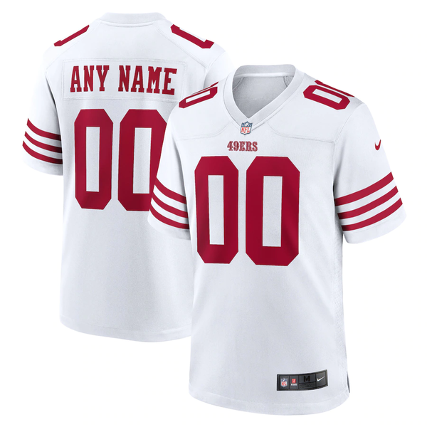 Custom San Francisco 49ers White Game Player Jersey