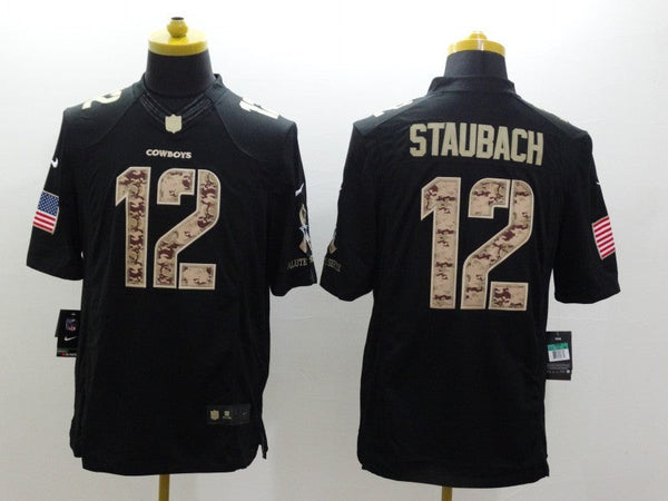 Men's Dallas Cowboys Roger Staubach #12 Black Game Player Jersey