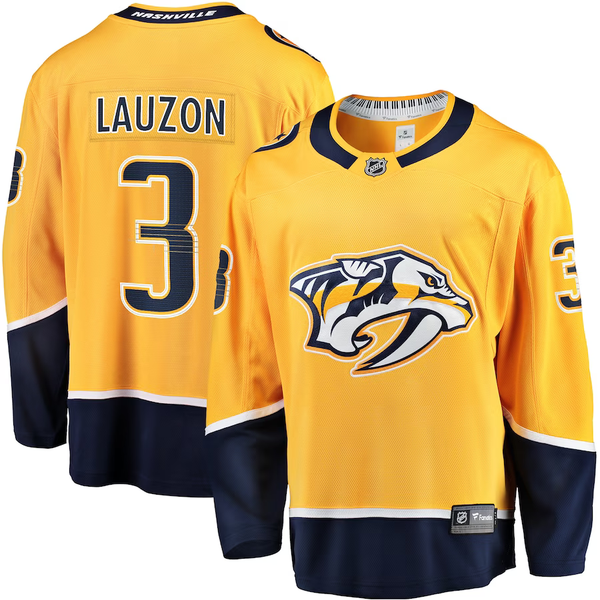 Men's Nashville Predators Jeremy Lauzon #3 Gold Home Breakaway Player Jersey