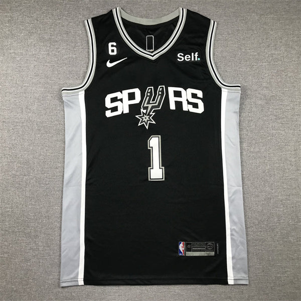 Men's San Antonio Spurs Victor Wembanyama #1 Black 2022/23 Swingman Jersey - Icon Edition