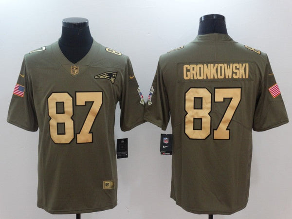 Men's New England Patriots Rob Gronkowski #87 Brown Game Player Jersey