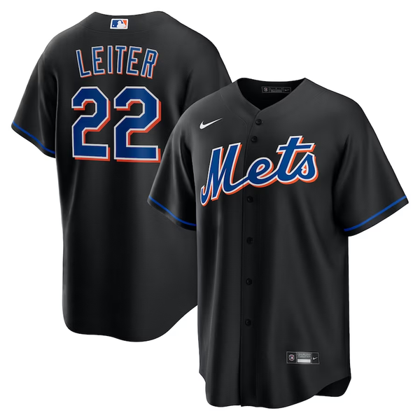 Men's New York Mets Al Leiter #22 Black 2022 Alternate Replica Player Jersey