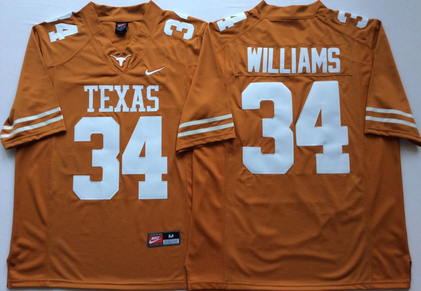 Men's Texas Longhorns Ricky Williams #34 Orange Replica Team Jersey