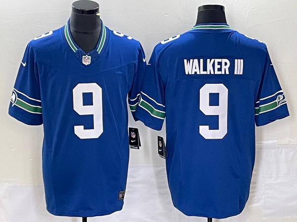 Men's Seattle Seahawks Kenneth Walker III #9 Royal Throwback Player Game Jersey