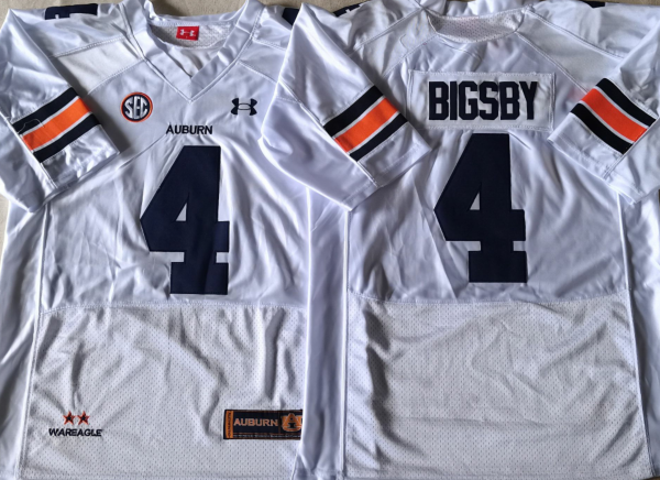 Men's Auburn Tigers Tank Bigsby #4 White Player Game Jersey