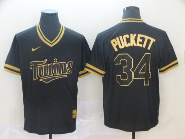 Men's Minnesota Twins Kirby Puckett #34 Black Replica Baseball Jersey