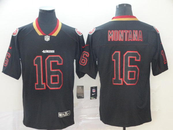 Men's San Francisco 49ers Joe Montana #16 Black Game Player Jersey