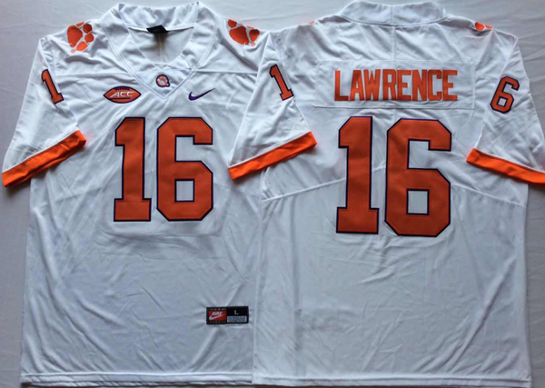 Men's Clemson Tigers Trevor Lawrence #16 White Game Jersey