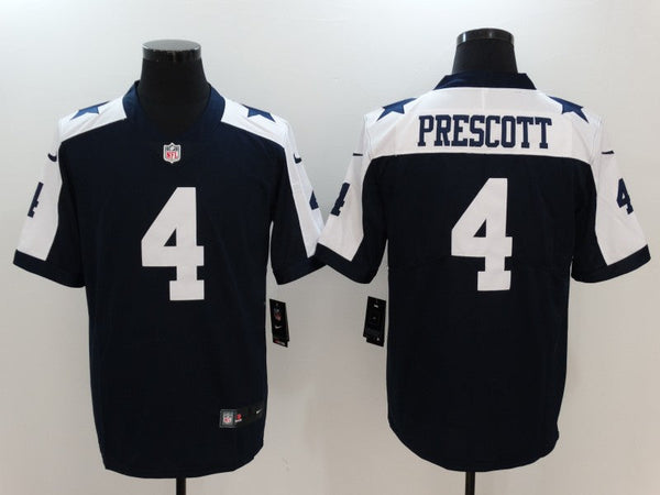 Men's Dallas Cowboys #4 Dak Prescott Navy Game Jersey