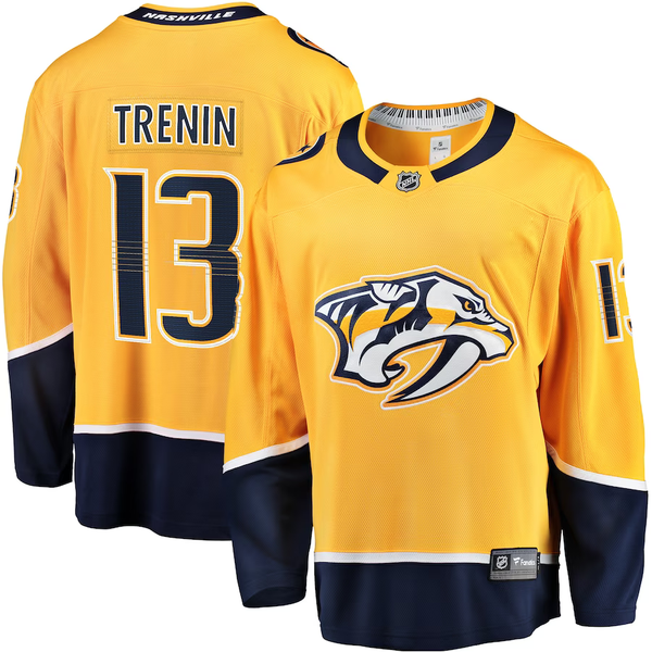 Men's Nashville Predators Yakov Trenin #13 Gold Home Breakaway Jersey