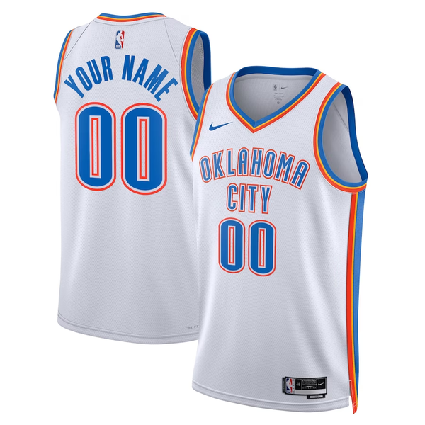 Men's Oklahoma City Thunder White Swingman Custom Jersey - Association Edition