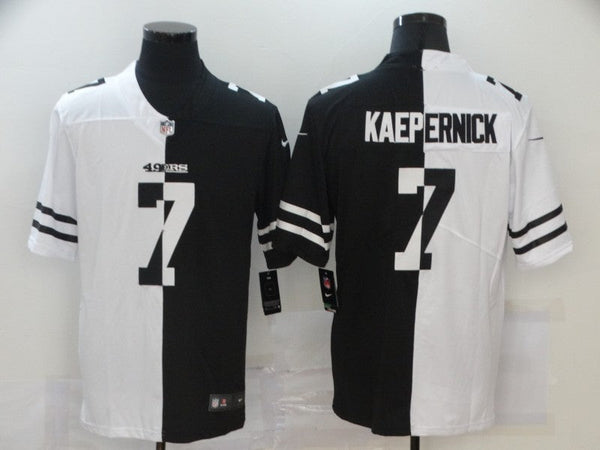 Men's San Francisco 49ers Colin Kaepernick #7 Black/White Game Jersey