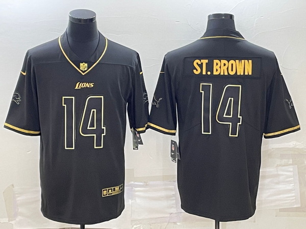 Men's Detroit Lions Amon-Ra St. Brown #14 Black Game Jersey