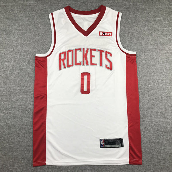 Men's Houston Rockets Russell Westbrook #0 White Classics Swingman Jersey