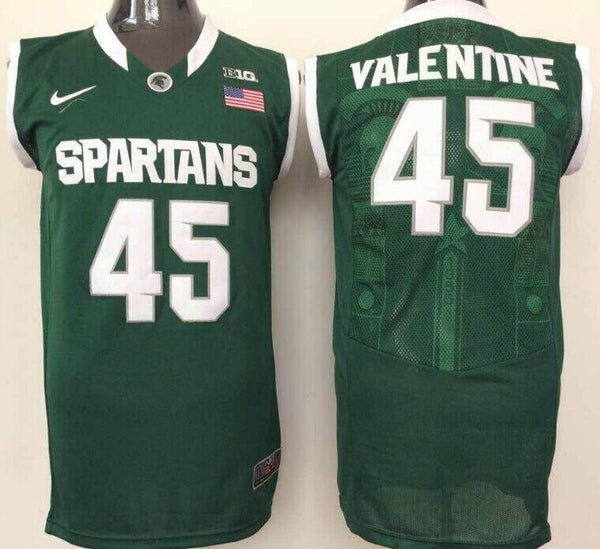 Men's Michigan State Spartans Denzel Valentine #45 Green Player Jersey