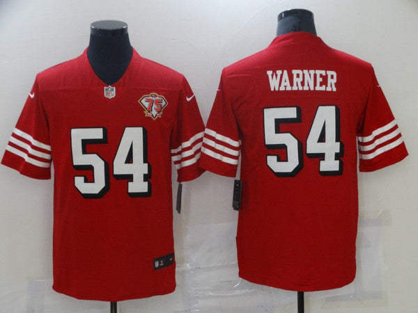 Men's San Francisco 49ers Fred Warner #54 Red 75th Anniversary Game Jersey