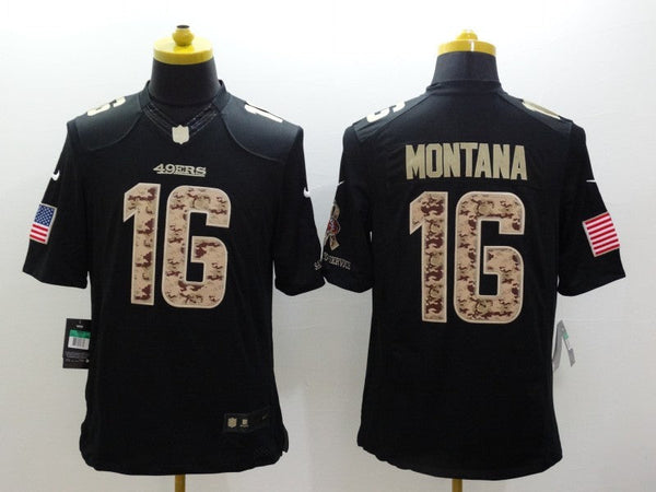 Men's San Francisco 49ers Joe Montana #16 Black Alternate Game Jersey