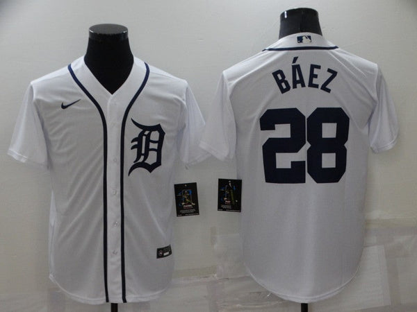 Men's Detroit Tigers Javier Baez #28 White Replica Baseball Jersey