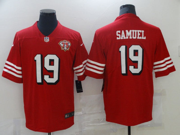 Men's San Francisco 49ers Deebo Samuel #19 Red 75th Anniversary Game Jersey