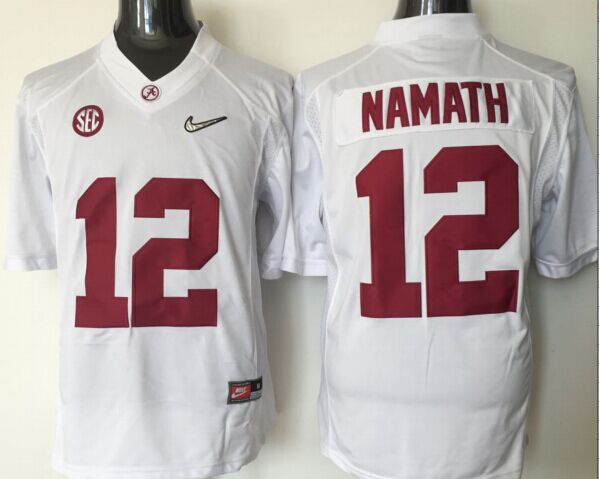 Men's Alabama Crimson Tide Joe Namath #12 White Player Game Jersey