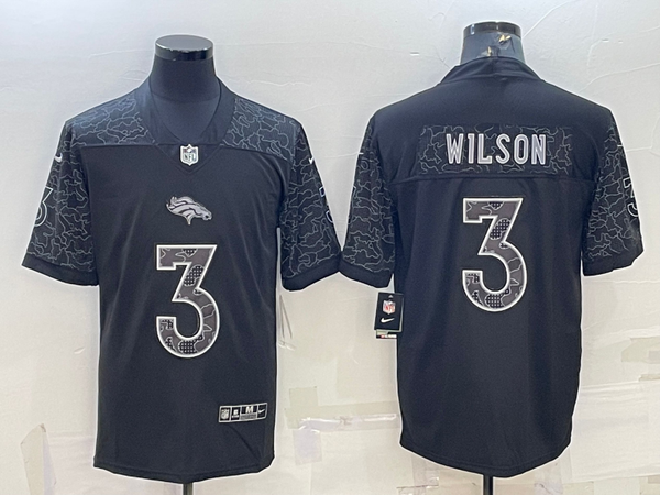 Men's Denver Broncos Russell Wilson #3 Black Retired Player RFLCTV Limited Jersey