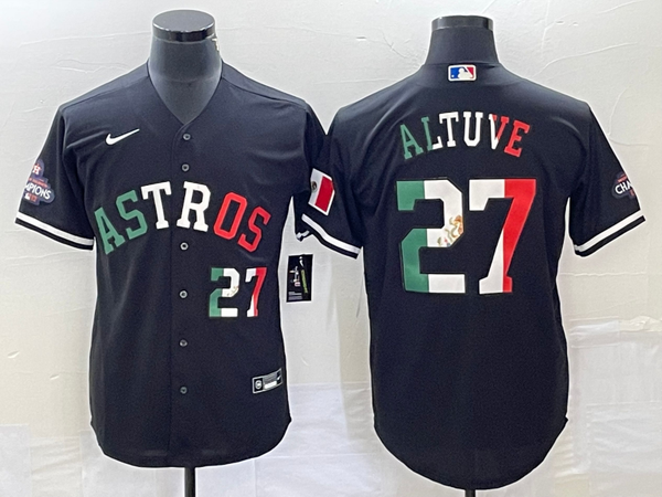 Men's Houston Astros Jose Altuve #27 Black Alternate Replica Player Jersey