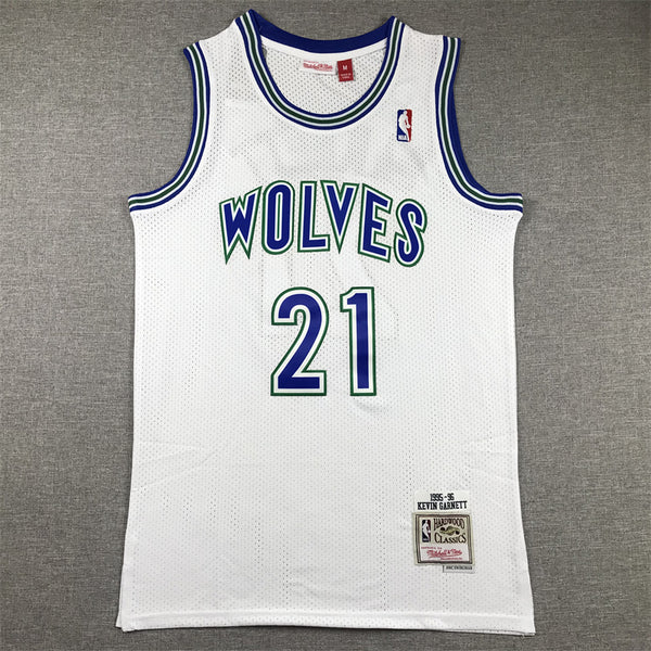 Men's Minnesota Timberwolves Kevin Garnett #21 White Hardwood Classics Swingman Jersey