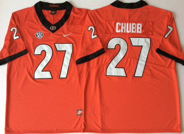 Men's Georgia Bulldogs Nick Chubb #27 Red Player Game Jersey