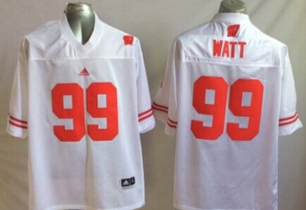 Men's Wisconsin Badgers J.J. Watt #99 White Player Game Jersey