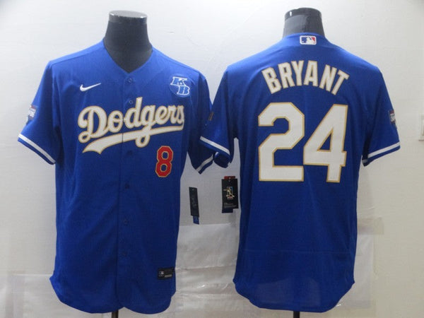 Men's Los Angeles Dodgers Kobe Bryant #8-24 Blue Authentic Game Jersey