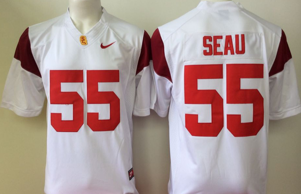 Men's USC Trojans Junior Seau #55 White Player Game Jersey