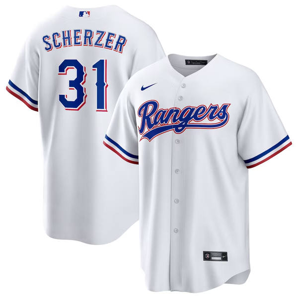 Men's Texas Rangers Max Scherzer #31 White Home Replica Player Jersey