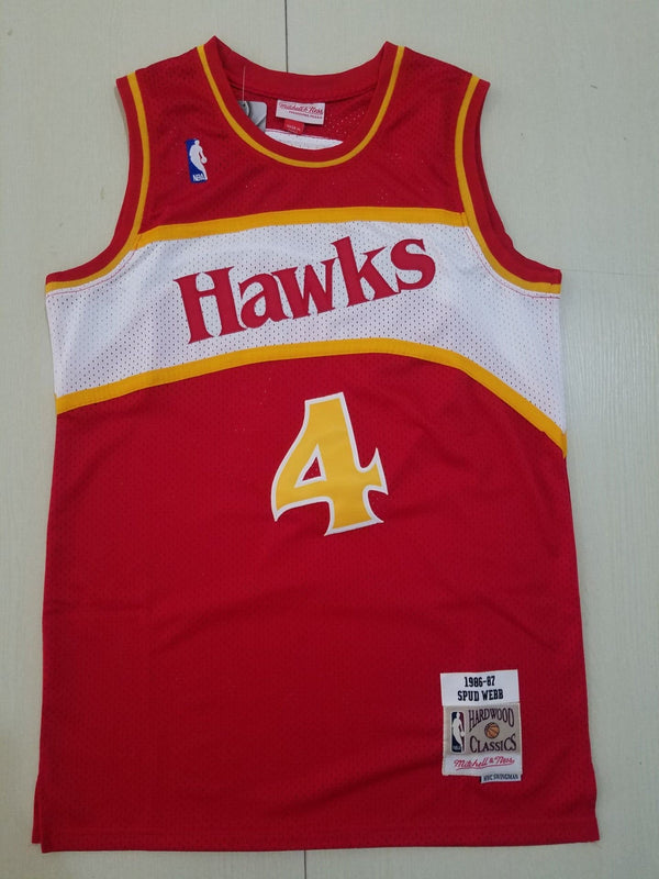 Men's Atlanta Hawks Spud Webb Red 1986-87 Hardwood Classics Swingman Jersey