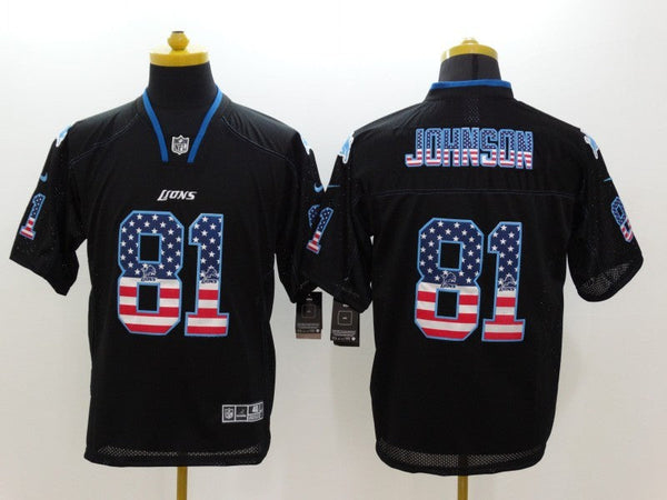 Men's Detroit Lions Calvin Johnson #81 Black Game Player Jersey