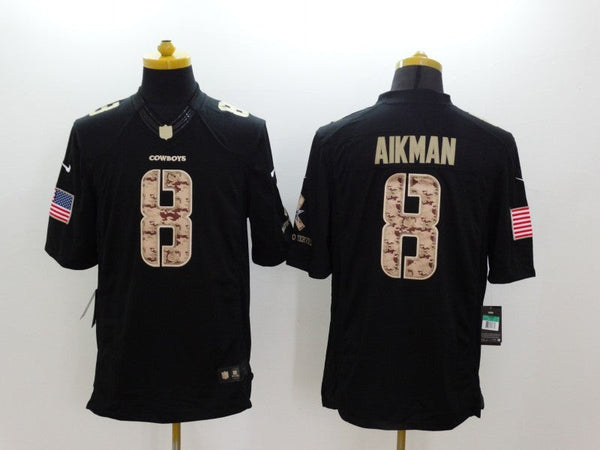 Men's Dallas Cowboys Troy Aikman #8 Black Game Player Jersey