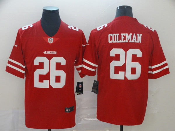 Men's San Francisco 49ers Tevin Coleman #26 Red Game Jersey