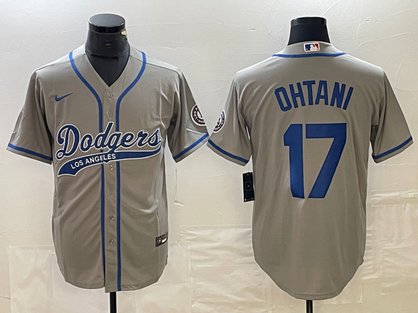 Men's Los Angeles Dodgers Shohei Ohtani #17 Gray Game Jersey Joint Edition