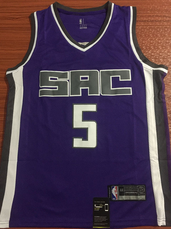 Men's Sacramento Kings De'Aaron Fox #5 NBA Purple Player Replica Jersey