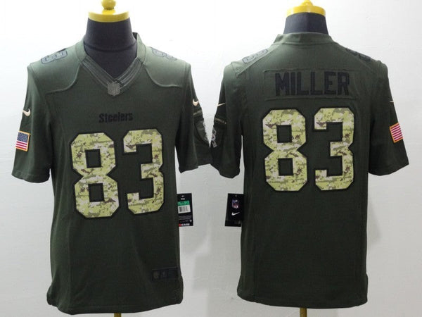 Men's Pittsburgh Steelers Heath Miller #83 Army Green Game Jersey