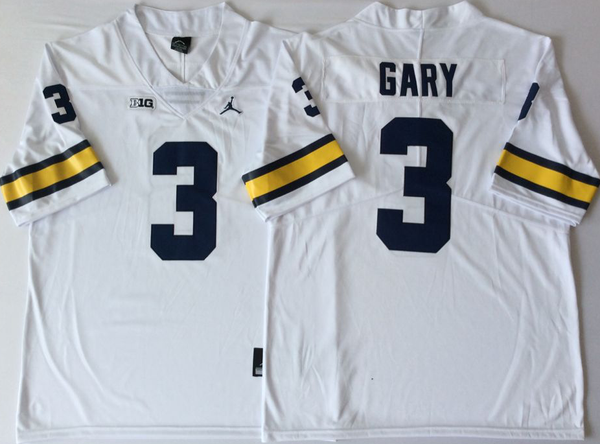 Men's Michigan Wolverines Rashan Gary #3 White Alumni Player Game Jersey